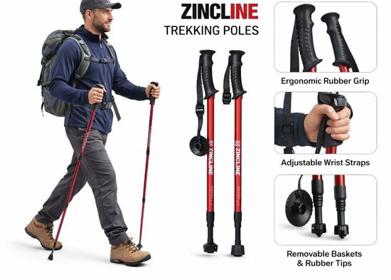 ZINCLINE teleskopinės žygių lazdos su Anti-Shock sistema (2 vnt.)